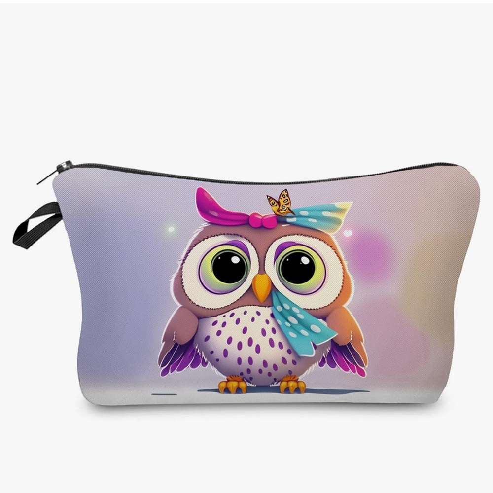 Sold out !Delilah Wear Owl Print Pouch - Purple and Blue